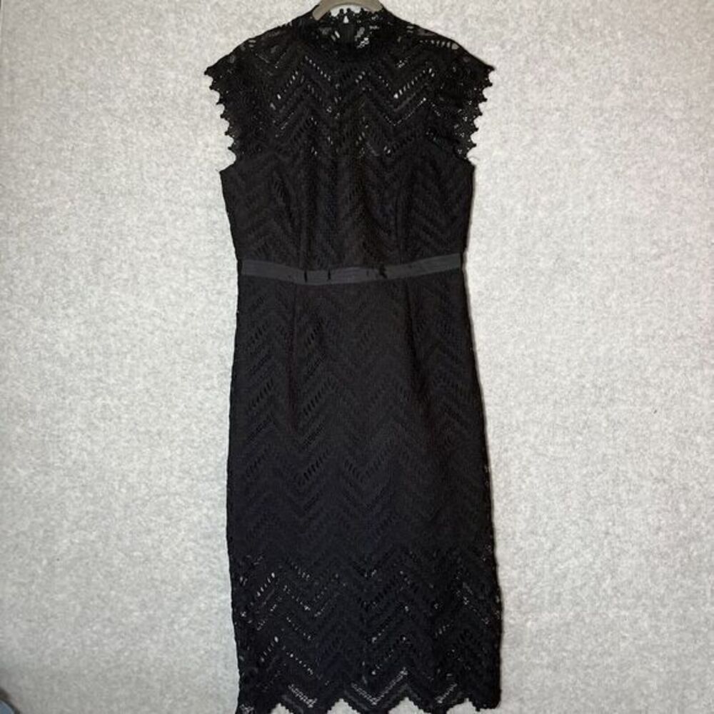 Bardot Dress Imogen Black lace overlay pencil‎ Womens M LBD Goth Fairy Grunge